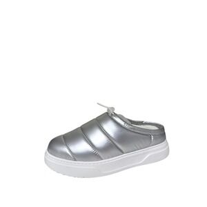 J/Slides NYC Coco Silver Nylon Puffer Platform Mules Shoes‎ Womens 8M NIB